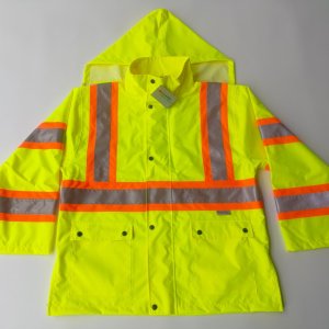 china factory wholesale waterproof hi vis safety reflective rain coat