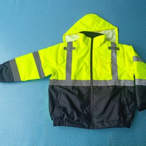 hi vis yellow lime black bottom reflective bomber jacket hvj04